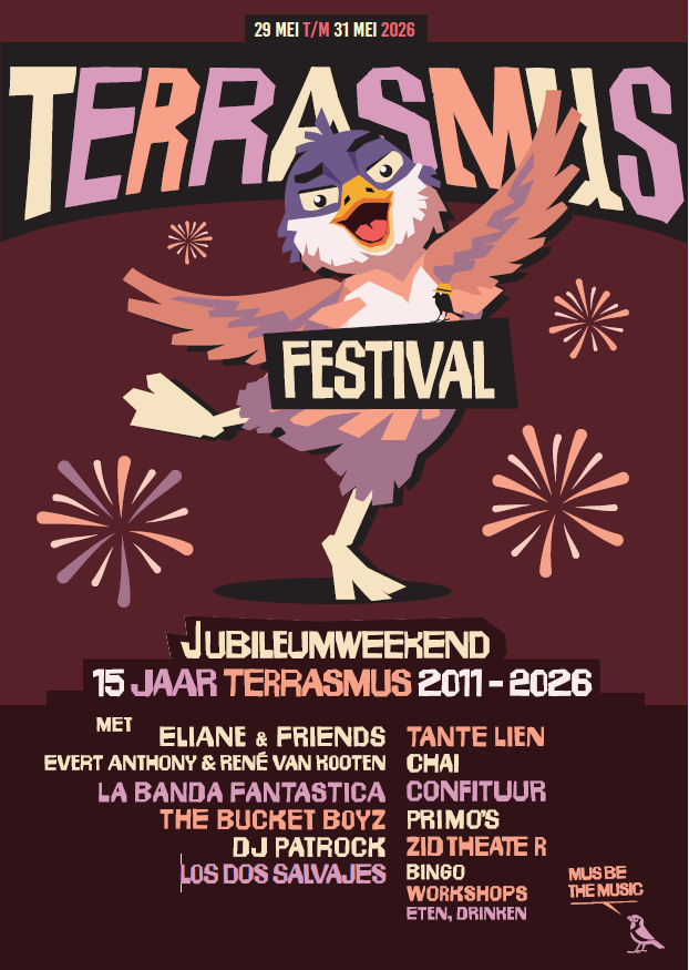 Poster van het jubileumweekend: 15 jaar Terrasmus, 2011–2026